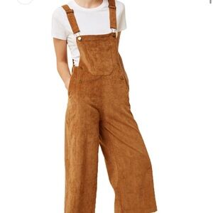Suede Wide Leg Cropped Overalls